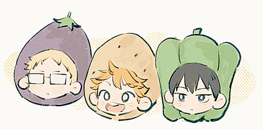 hinata shouyou, kageyama tobio, and tsukishima kei (haikyuu!!) drawn by linbeiyx