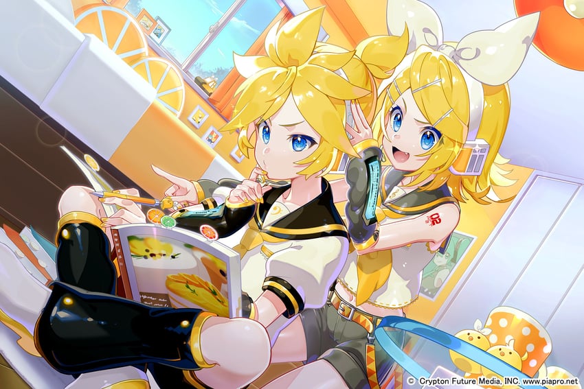 kagamine rin and kagamine len (vocaloid) drawn by sawashi_(ur-sawasi)