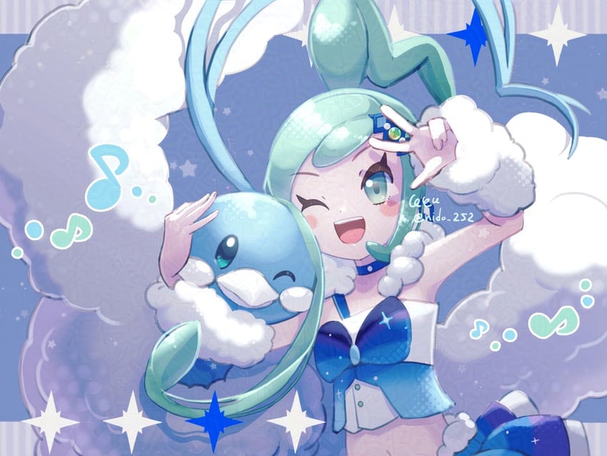 altaria and lisia (pokemon and 1 more) drawn by mido_(mido504)