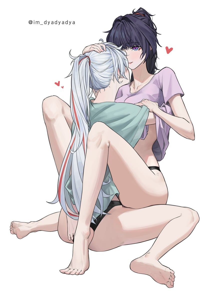 kiana kaslana and raiden mei (honkai and 1 more) drawn by dyadyadya