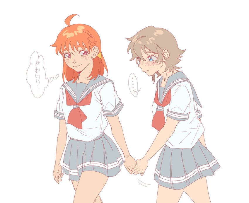 watanabe you and takami chika (love live! and 1 more) drawn by jiguang_haibao
