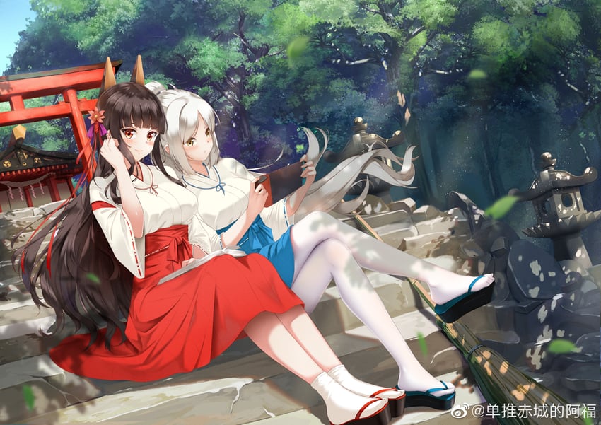 akagi and kaga (warship girls r) drawn by liu_guniang