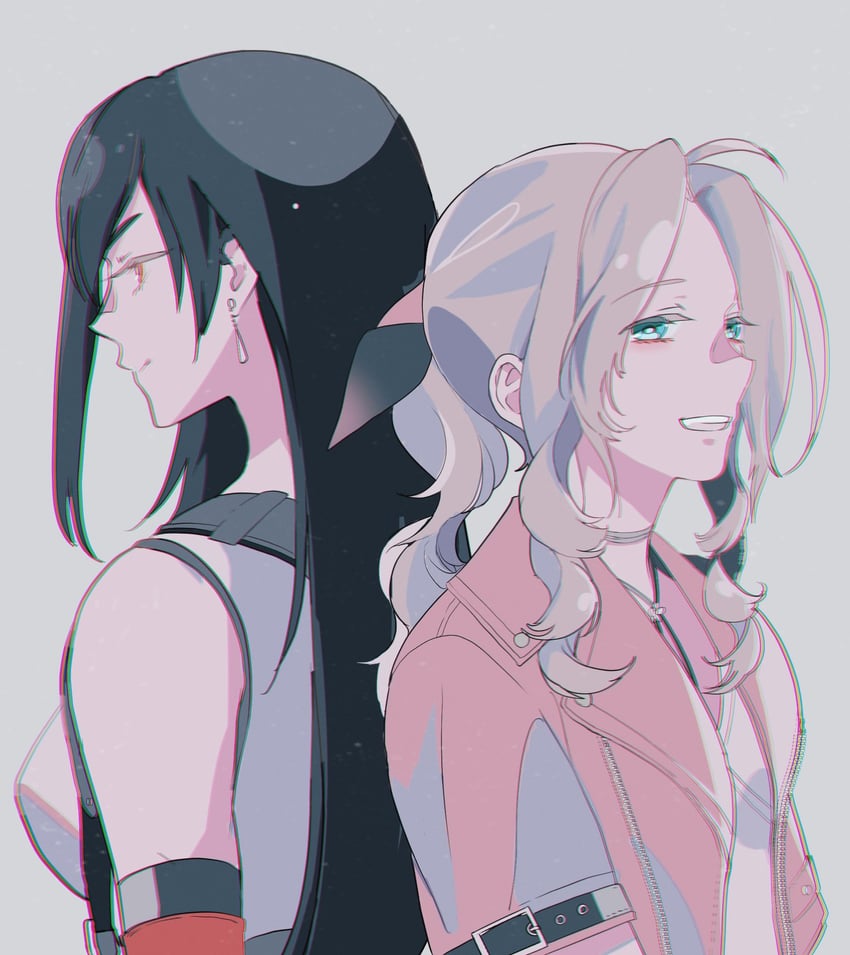tifa lockhart and aerith gainsborough (final fantasy and 2 more) drawn by bombyxmori_ckr