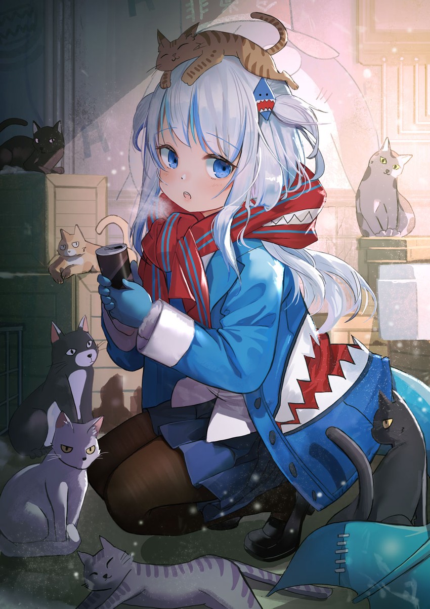 gawr gura and bloop (hololive and 1 more) drawn by fuyouchu