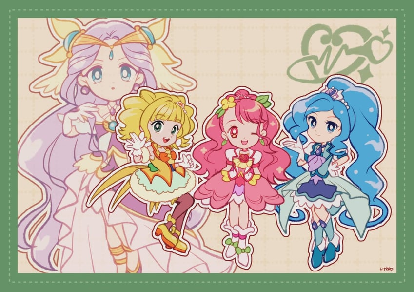 hanadera nodoka, hiramitsu hinata, sawaizumi chiyu, cure grace, fuurin asumi, and 3 more (precure and 1 more) drawn by uwded_207