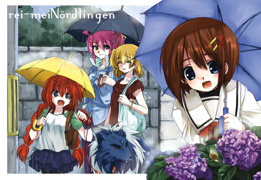 yagami hayate, vita, signum, shamal, and zafira (lyrical nanoha and 2 more) drawn by kuroi_mimei