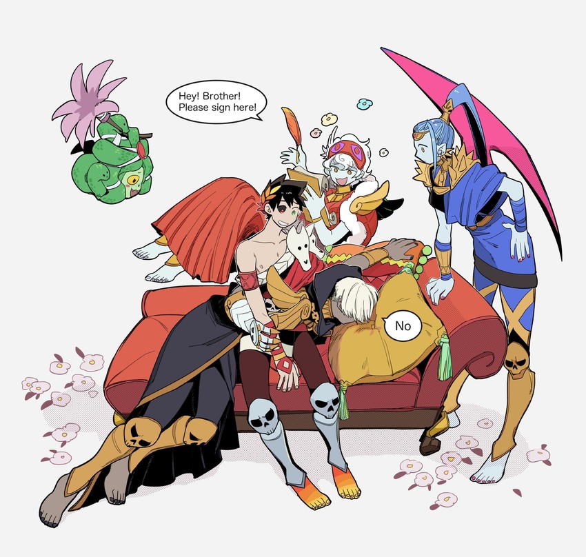 zagreus, thanatos, megaera, hypnos, and dusa (hades and 1 more) drawn by mochimochimochi