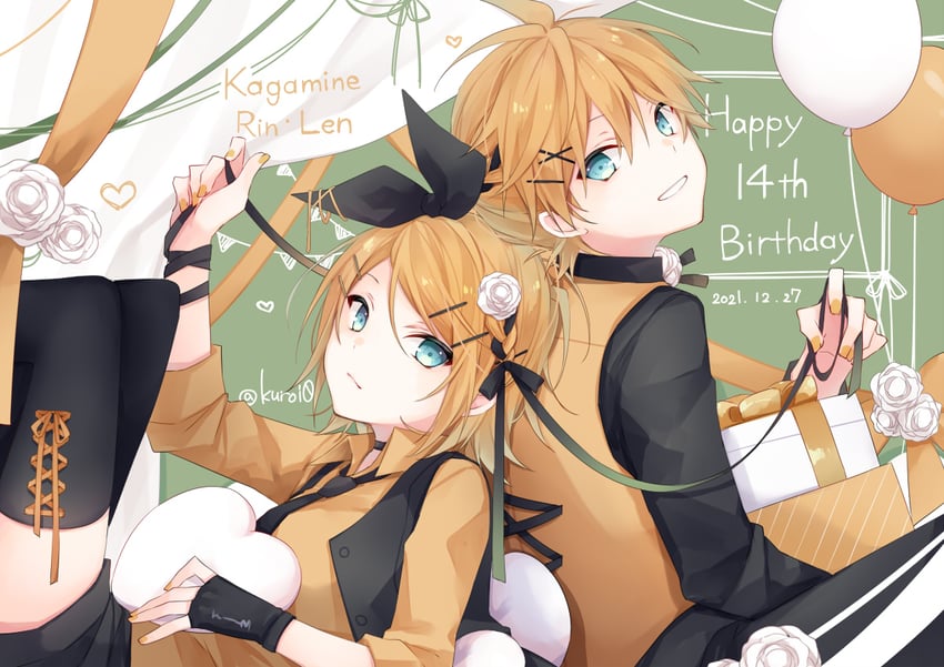 kagamine rin and kagamine len (vocaloid) drawn by kuroi_(liar-player)