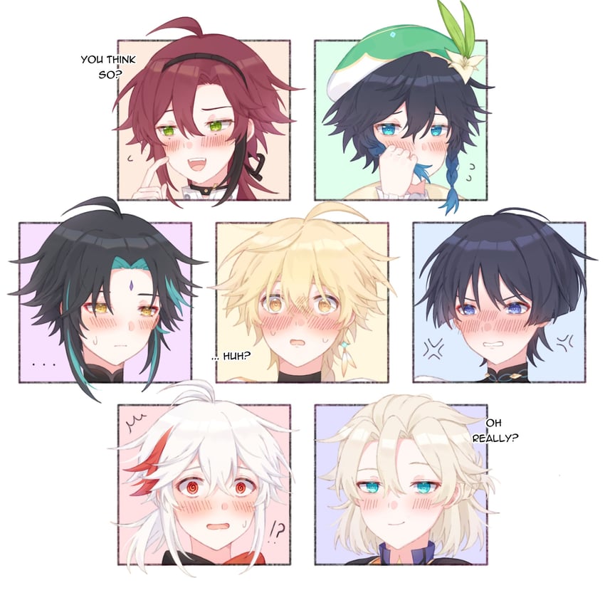 scaramouche, aether, wanderer, venti, xiao, and 3 more (genshin impact) drawn by kyou_0120