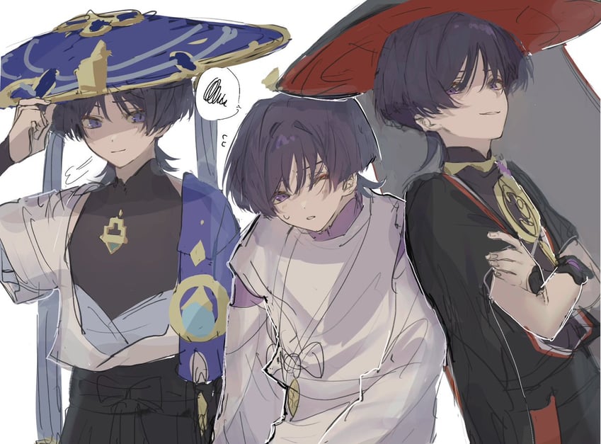 scaramouche and wanderer (genshin impact) drawn by hina_2106_r