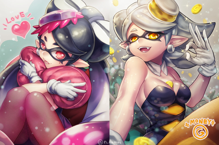 callie and marie (splatoon and 1 more) drawn by kamui_natsuki