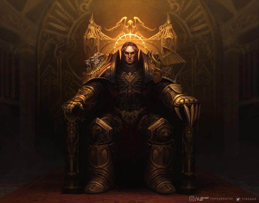 emperor of mankind (warhammer 40k) drawn by thefearmaster