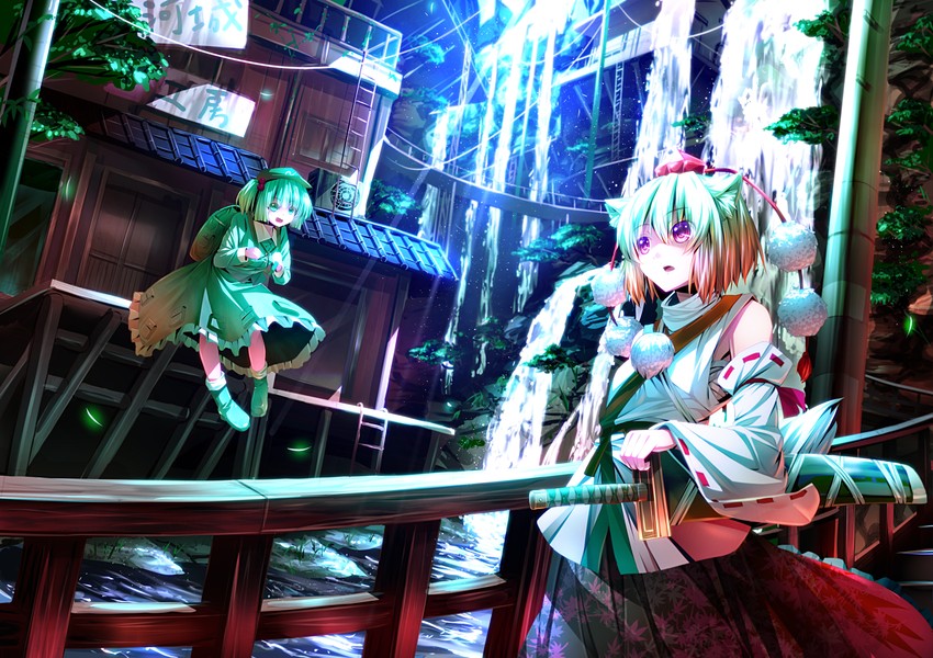 inubashiri momiji and kawashiro nitori (touhou) drawn by ryosios