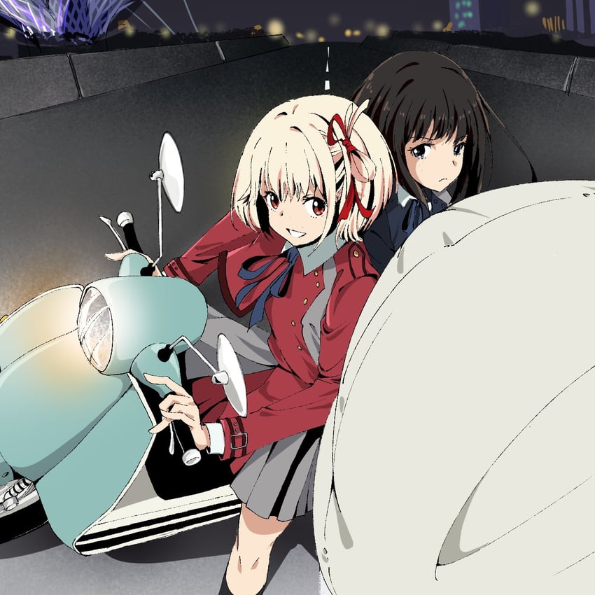 nishikigi chisato and inoue takina (lycoris recoil and 1 more) drawn by misskiwi
