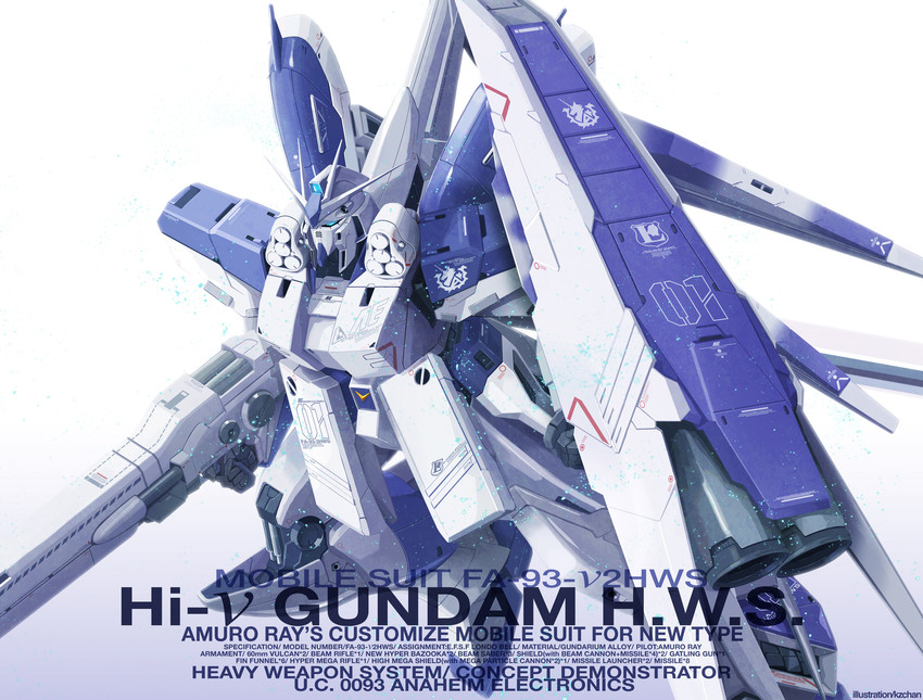 hi-nu gundam and hi-nu gundam hws (gundam and 2 more) drawn by kzchan