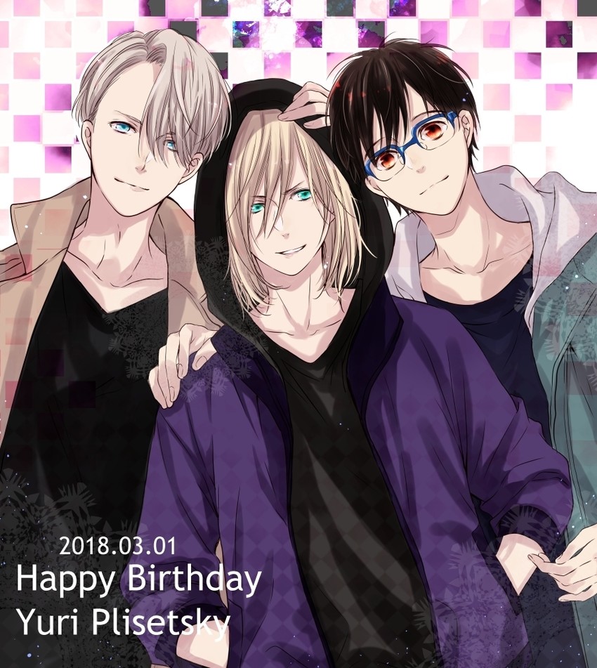 katsuki yuuri, viktor nikiforov, and yuri plisetsky (yuri!!! on ice) drawn by kumakazo19840616