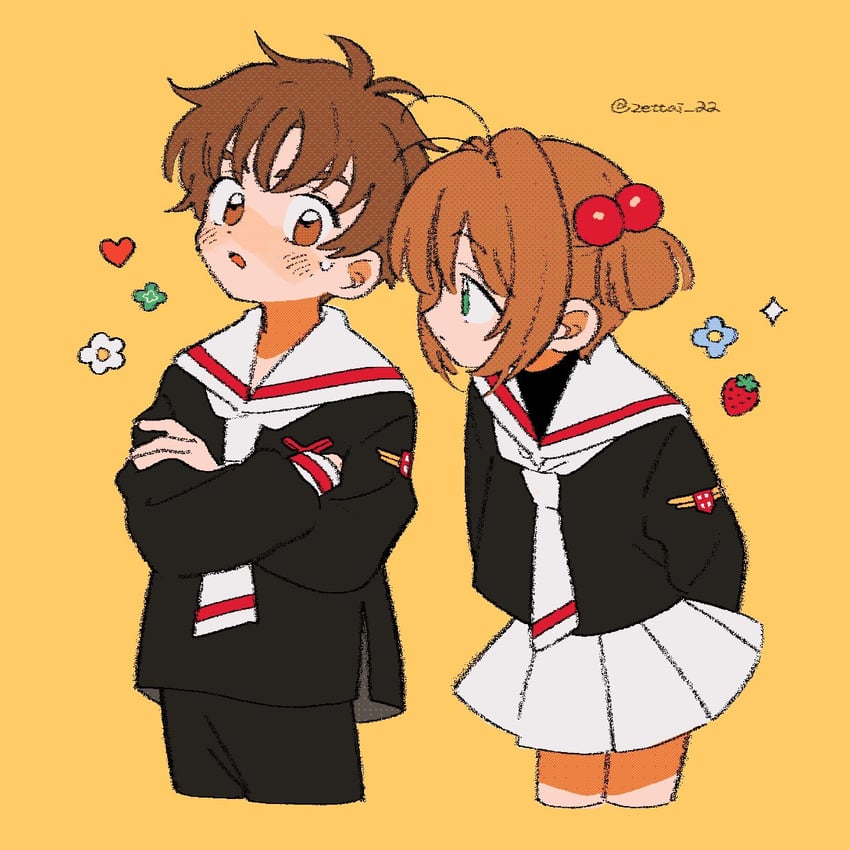 kinomoto sakura and li syaoran (cardcaptor sakura) drawn by zettai_22