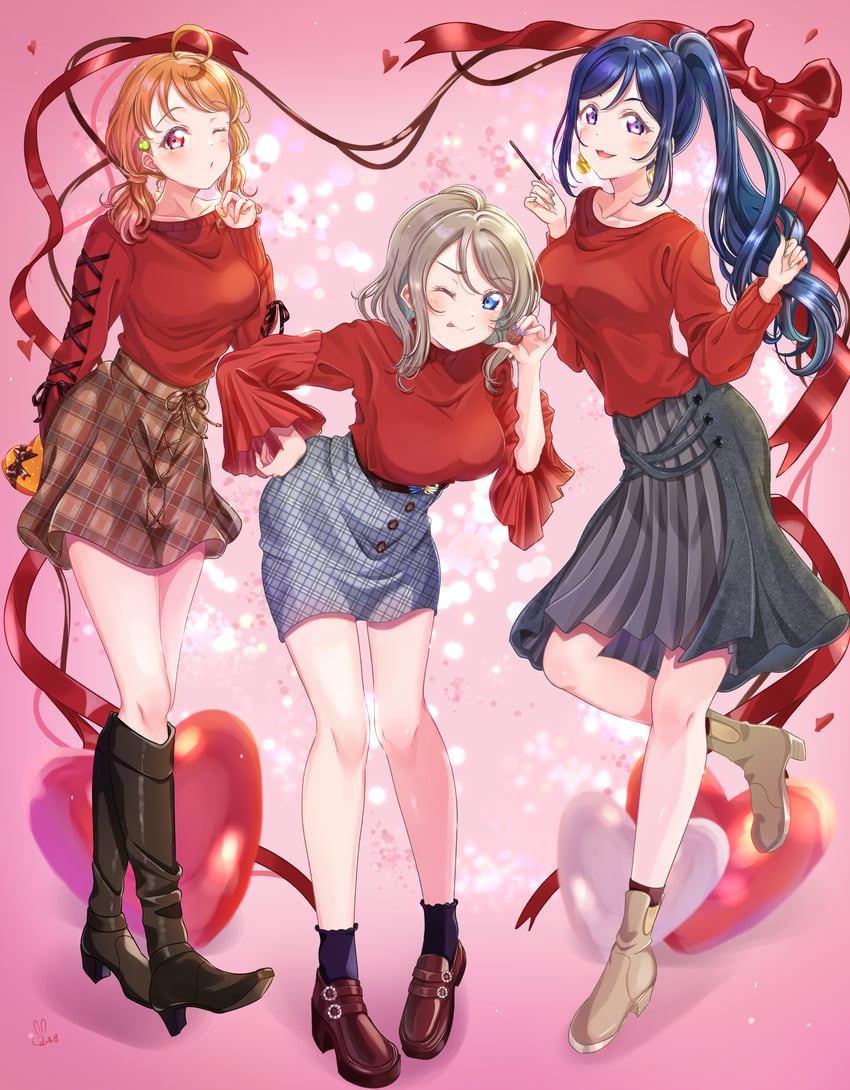 watanabe you, takami chika, matsuura kanan, amamiya sora, asakura momo, and 1 more (love live! and 2 more) drawn by iroenpitsu_xxx