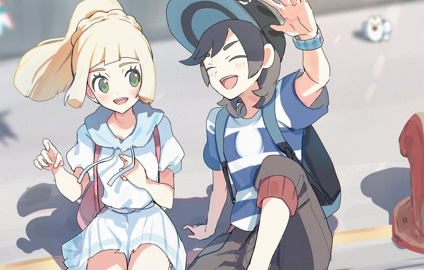 lillie, elio, and wingull (pokemon and 1 more) drawn by mxkjxm_(nhss2337)