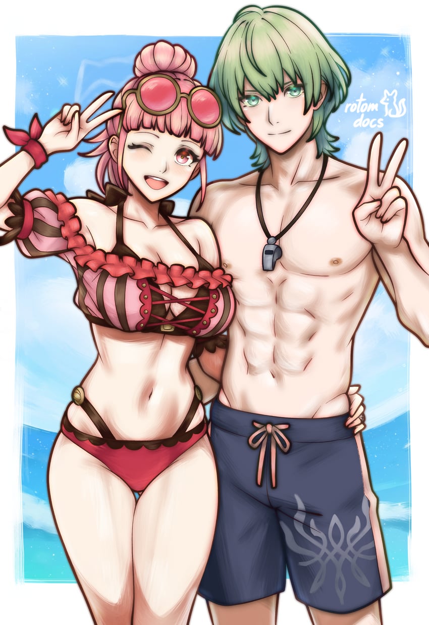 hilda valentine goneril and male byleth (fire emblem and 3 more) drawn by rotomdocs