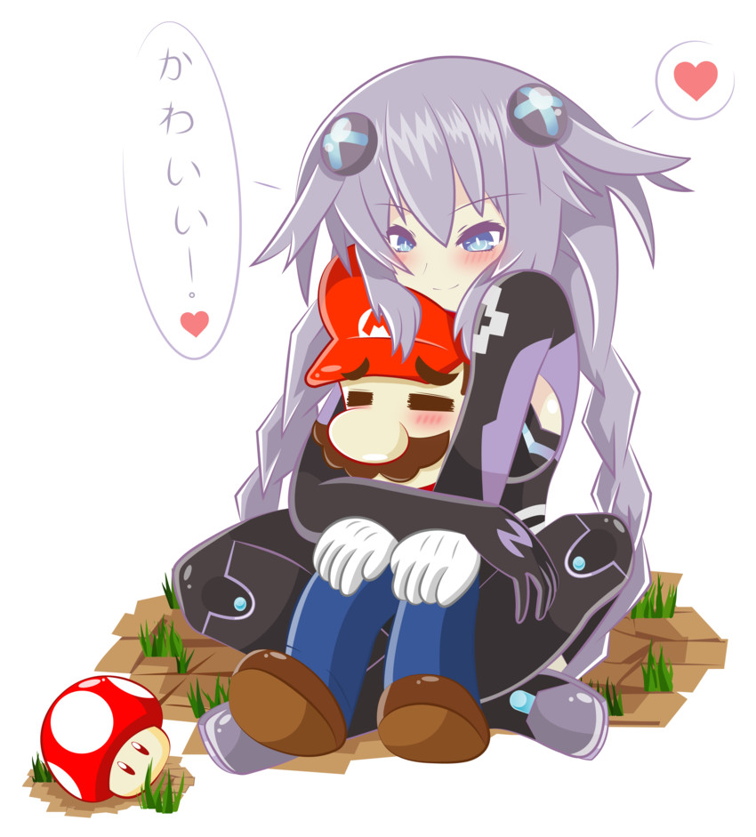 mario and purple heart (mario and 1 more) drawn by jechibi-kun