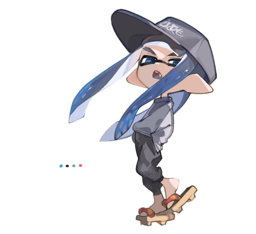 inkling player character and inkling boy (splatoon) drawn by spl8ya