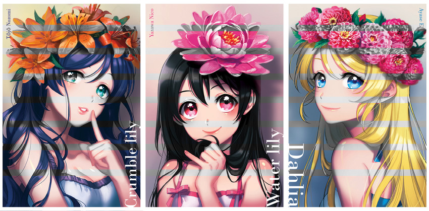 tojo nozomi, yazawa nico, and ayase eli (love live! and 1 more) drawn by chlfl05