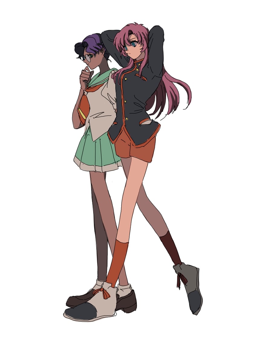 tenjou utena and himemiya anthy (shoujo kakumei utena) drawn by oicccmilk