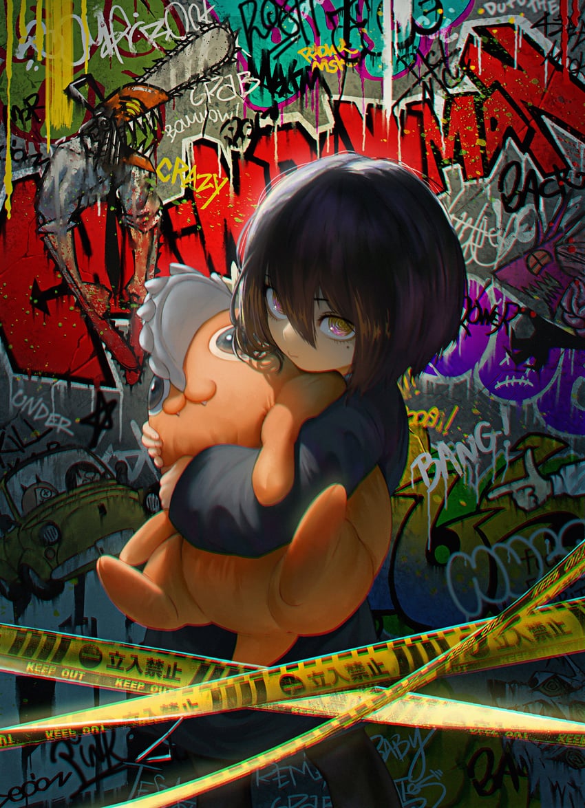makima, denji, higashiyama kobeni, pochita, nayuta, and 1 more (chainsaw man) drawn by black_cat207