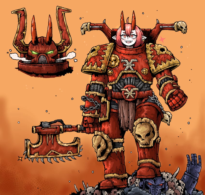 adeptus astartes and chaos space marine (warhammer 40k) drawn by octosoup