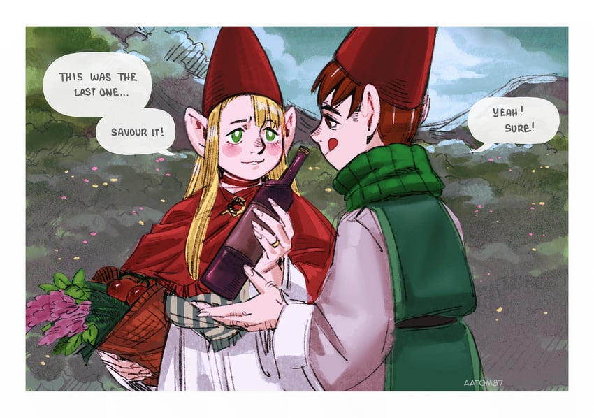 marcille donato and chilchuck tims (dungeon meshi) drawn by aatom87