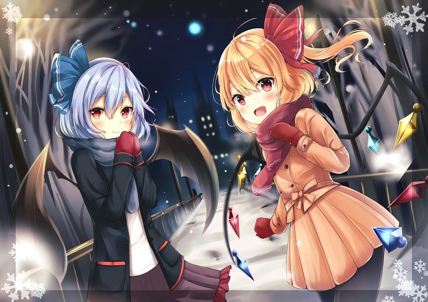 remilia scarlet and flandre scarlet (touhou) drawn by renka_(cloudsaikou)
