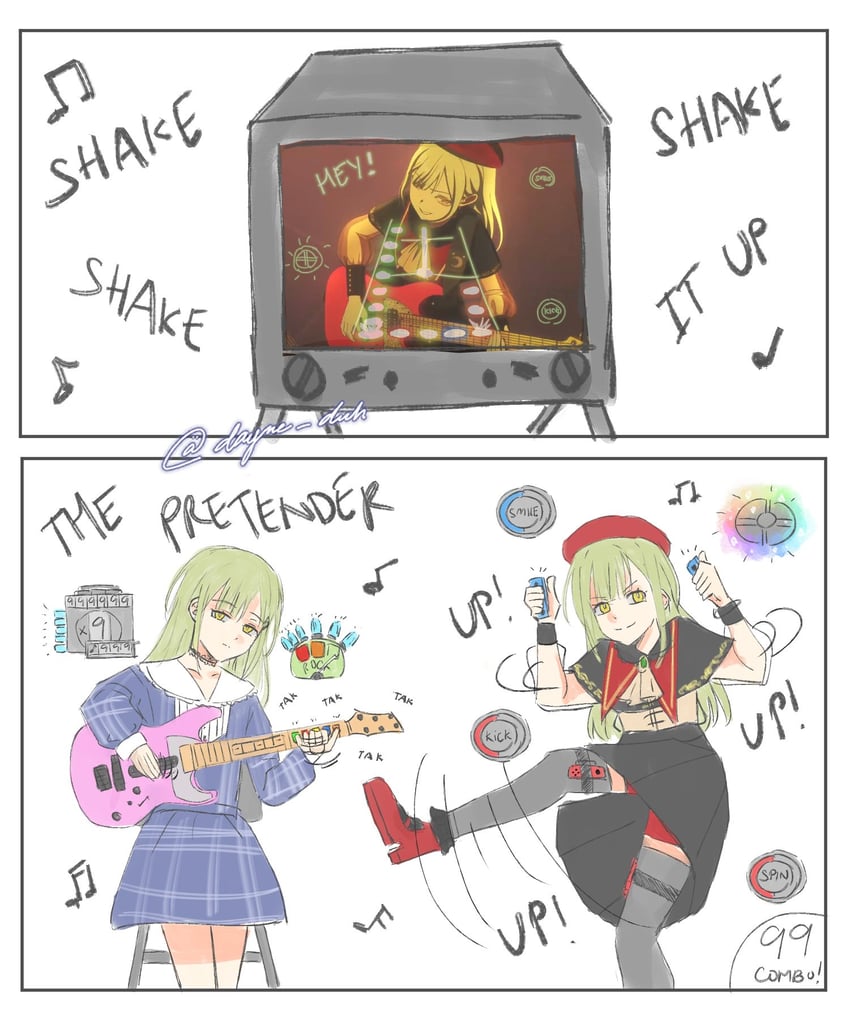 wakaba mutsumi and mortis (bang dream! and 2 more) drawn by dayne_duh