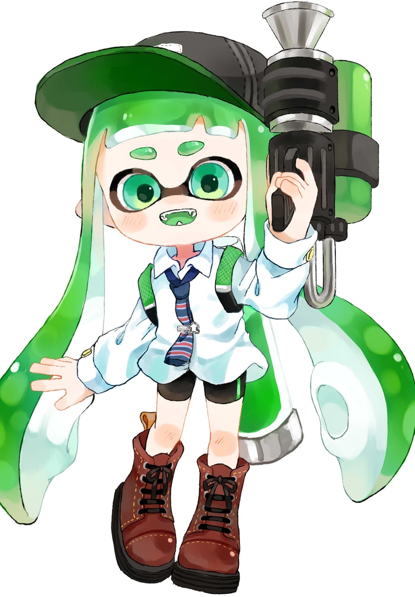 inkling player character and inkling girl (splatoon) drawn by myon_rio