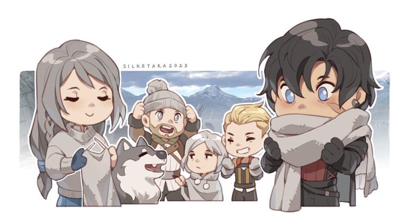 clive rosfield, jill warrick, torgal, gav, charon, and 1 more (final fantasy and 2 more) drawn by silketara