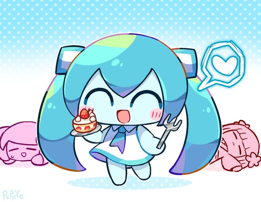 hatsune miku, vy1, and poyoroid (vocaloid and 1 more) drawn by pepoyo