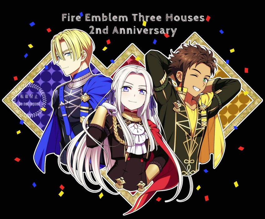 edelgard von hresvelg, dimitri alexandre blaiddyd, and claude von riegan (fire emblem and 1 more) drawn by hiyori_(rindou66)