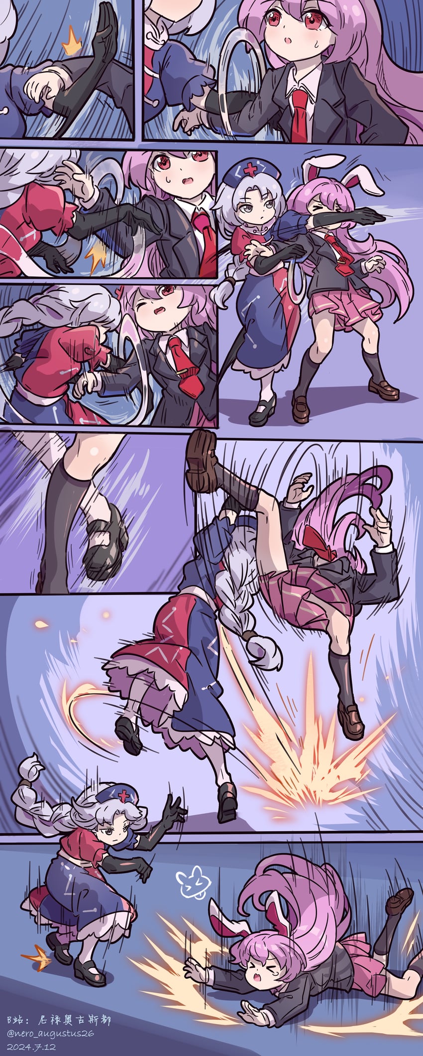 reisen udongein inaba, yagokoro eirin, and a.k.i. (touhou and 2 more) drawn by nero_augustus