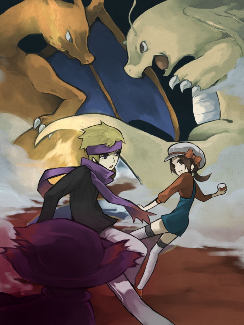 charizard, lyra, dragonite, mismagius, and morty (pokemon and 1 more) drawn by nokisita3412