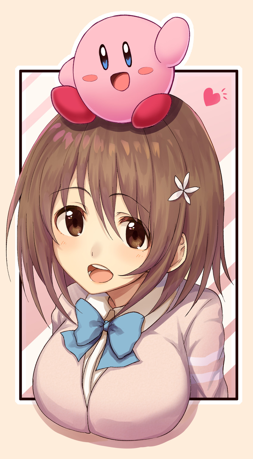kirby and mimura kanako (idolmaster and 2 more) drawn by morino_shoutarou