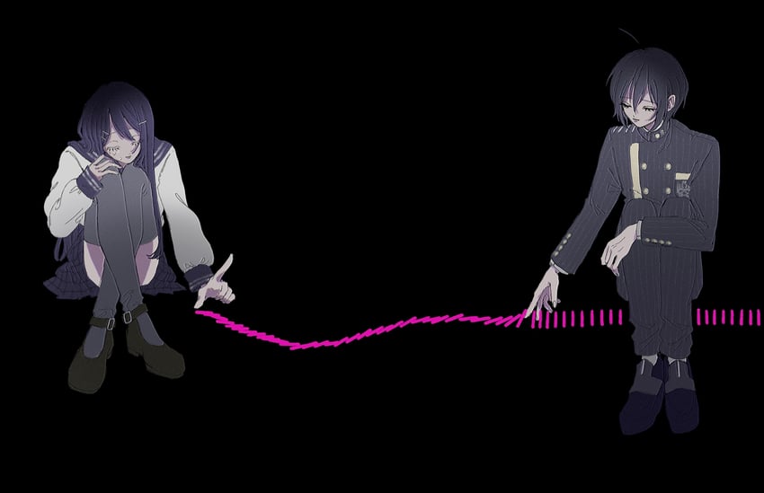 saihara shuichi and maizono sayaka (danganronpa and 2 more) drawn by c_(srhtguy)