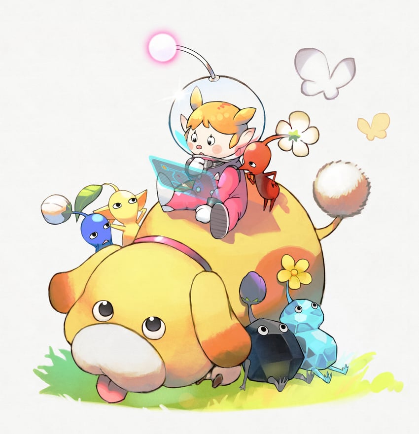 red pikmin, yellow pikmin, blue pikmin, rescue officer, rock pikmin, and 2 more (pikmin and 1 more) drawn by yau5531