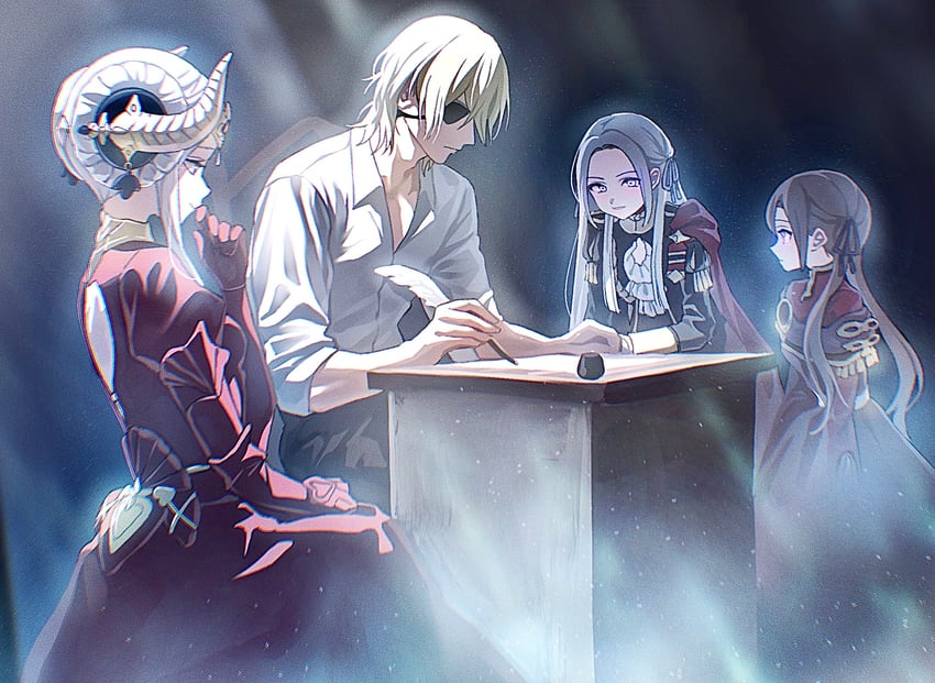 edelgard von hresvelg and dimitri alexandre blaiddyd (fire emblem and 1 more) drawn by soma_otakuu