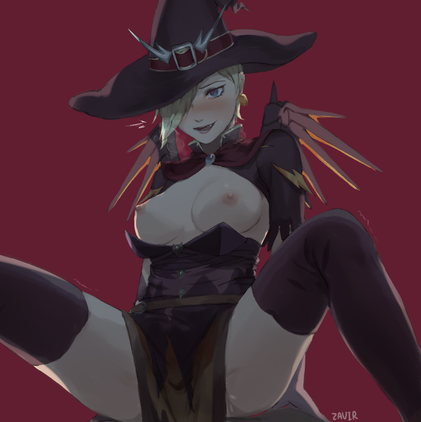 mercy and witch mercy (overwatch and 1 more) drawn by zavir