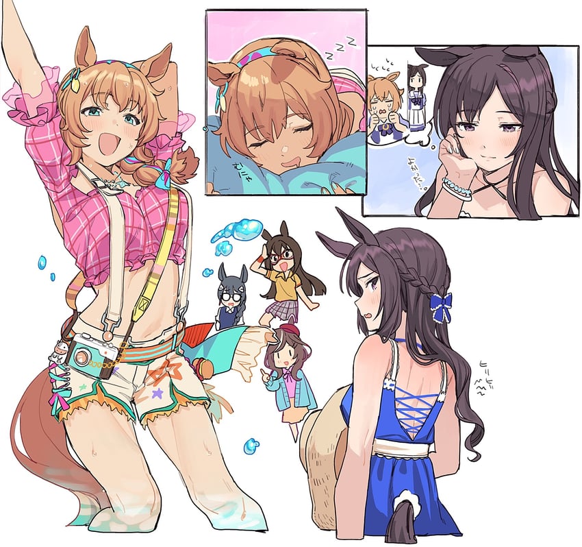 matikanetannhauser, mejiro dober, el condor pasa, zenno rob roy, and taiki shuttle (umamusume) drawn by teshima_nari