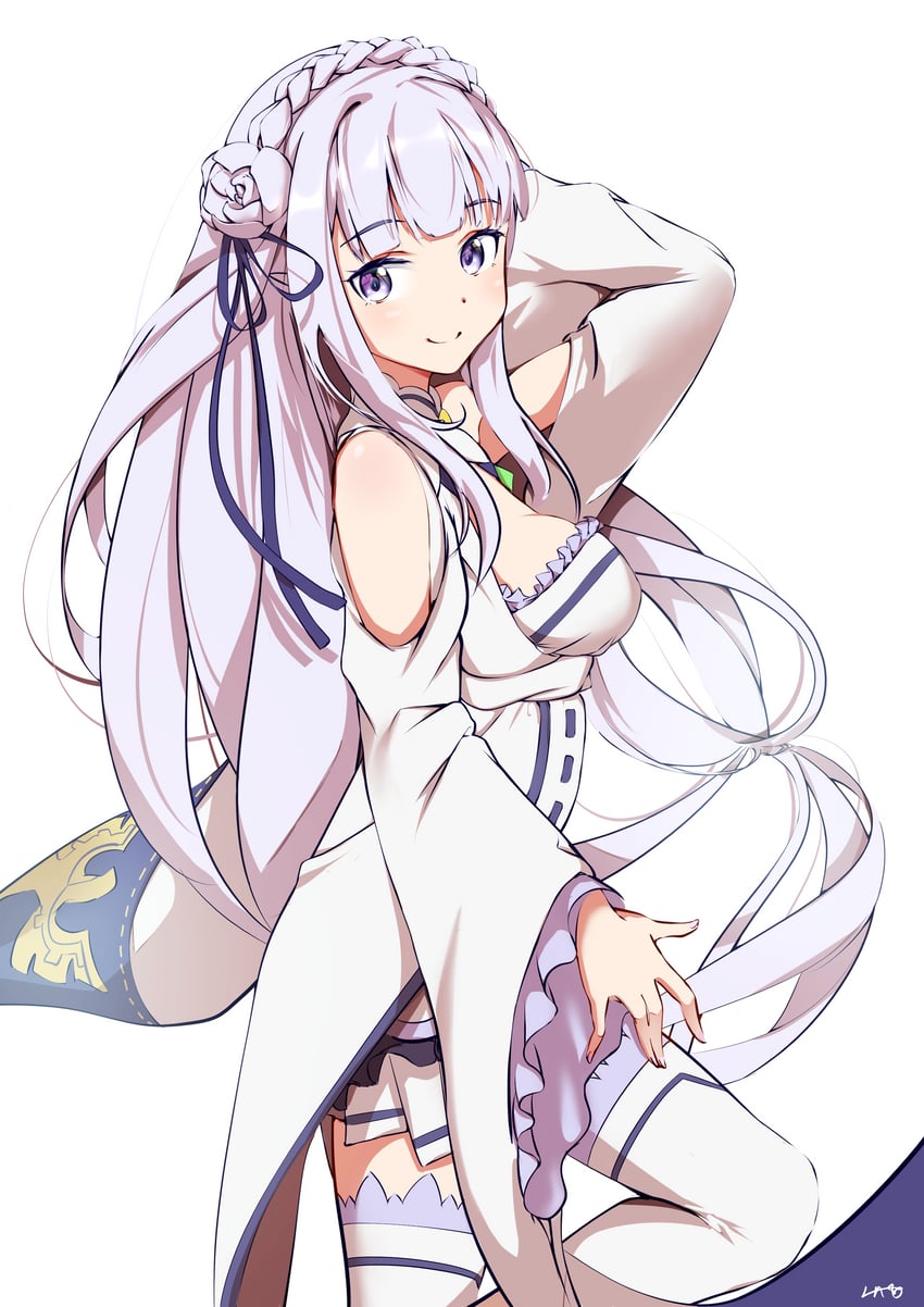 emilia (re:zero kara hajimeru isekai seikatsu) drawn by feathermage