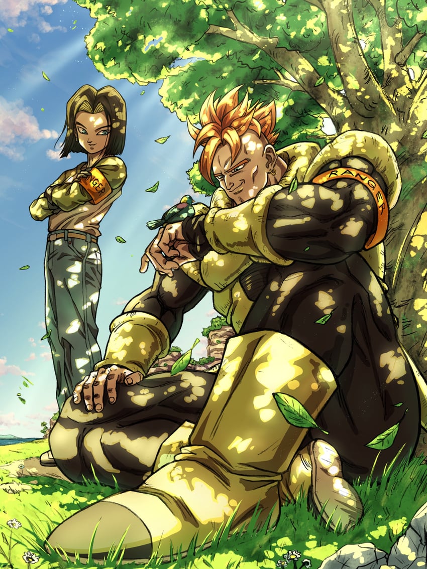 android 17 and android 16 (dragon ball and 2 more) drawn by mocky_art