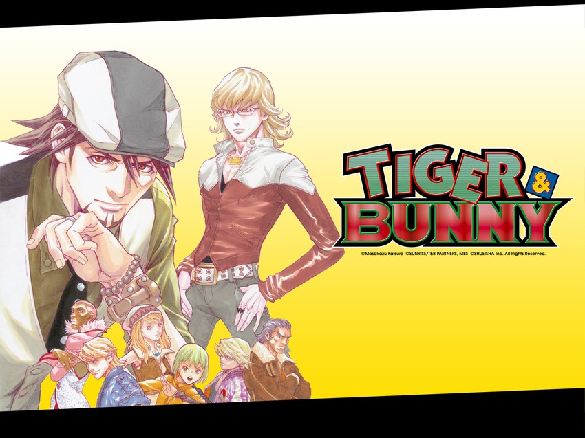 barnaby brooks jr., kaburagi t. kotetsu, ivan karelin, huang pao-lin, karina lyle, and 3 more (tiger & bunny) drawn by katsura_masakazu