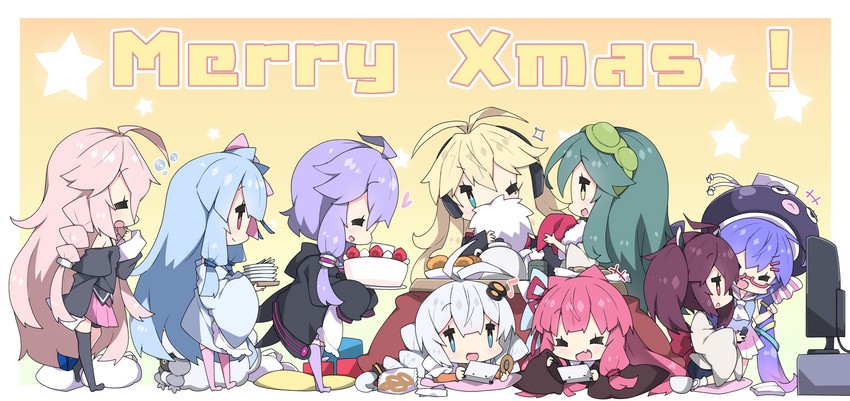 yuzuki yukari, kizuna akari, touhoku kiritan, ia, kotonoha akane, and 4 more (vocaloid and 2 more) drawn by milkpanda
