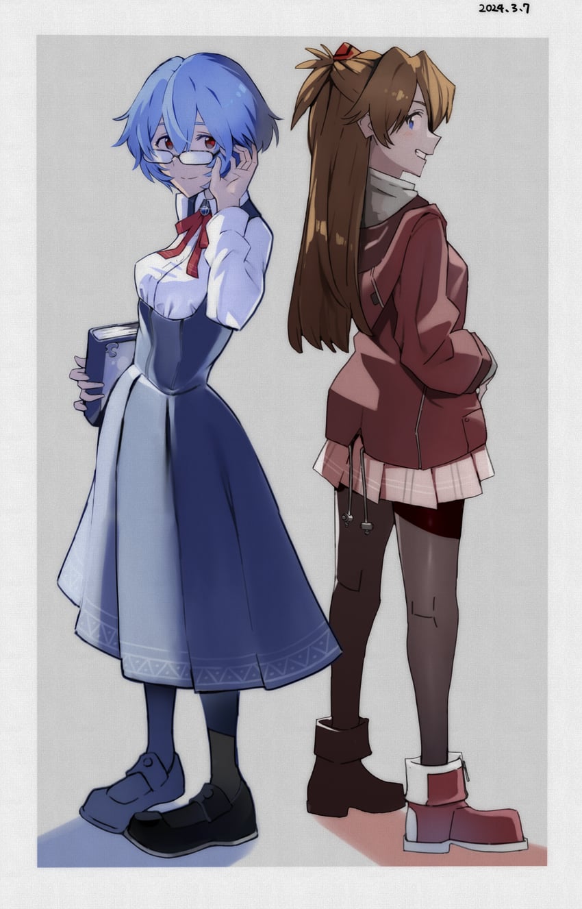 souryuu asuka langley and ayanami rei (neon genesis evangelion) drawn by yagisawa_teru